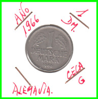 ALEMANIA FEDERAL - DEUTSCHLAND - GERMANY –  MONEDA DE LA REPUBLICA FEDERAL DE ALEMANIA DE 1.00 DM-DEL AÑO 1966 CECA-G - 1 Marco