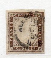 261 - SARDEGNA IV, 10 Cent N. 14Ab Bruno Violaceo . - Sardegna