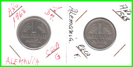 ALEMANIA - DEUTSCHLAND - GERMANY - 2 -MONEDAS DE 1.00 DM ESPIGAS Y AGUILA DEL AÑO 1968 CON LAS CECAS - G - F. - 1 Marco