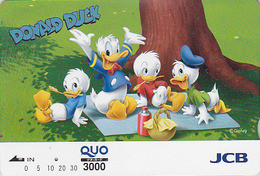 Carte Prépayée JAPON - DISNEY - Série Colorée - DONALD Riri Fifi Loulou / Pique-nique - JAPAN Prepaid Card Quo Karte - Disney