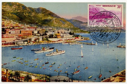 Monaco 1947 Postcard Le Port Et Le Regates; Scott 166B - 70c. Panorama Of Monaco - Haven