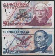 MEXICO RARE  50 + 20  PESOS 1992  SPECIMEN   UNC - Mexique