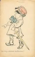 CPA- Illustrateurs * Dessin * Humour Militaire  *Enfant Soldat Guerre 1914 " Qu'ils Y Viennent Les BOCHES ! Ed. Gérardin - Humour