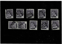 ITALIA ,REPUBBLICA SOCIALE ,"Monumenti Distrutti",senza Filigrana ,1 Lira Violetto ,10 Pezzi Usati ,qualita Ottima - Gebraucht