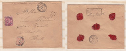 Enveloppe 1890 Avec Cachet De Cournonterral Pour Montpellier , 2 Timbres + 5 Sceaux En Cire  - 1876-1898 Sage (Tipo II)