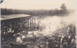 ALLEMAGNE KOENIGSBRUECK (KONIGSBRUCK) CARTE PHOTO CAMP PRISONNIERS BARAQUEMENT EN FEU - Koenigsbrueck