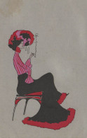 Mode Art Nouveau Art Déco * CPA Illustrateur * Femme Coiffe Chapeau Robe Cigarette Tabac Hat * Jugendstil Dos 1900 - Moda