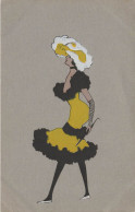 Mode Art Nouveau Art Déco * CPA Illustrateur * Femme Coiffe Chapeau Robe Ombrelle Parapluie Hat * Jugendstil Dos 1900 - Moda