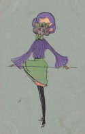 Mode Art Nouveau Art Déco * CPA Illustrateur * Femme Coiffe Chapeau Robe Hat * Jugendstil Dos 1900 - Moda