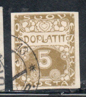 CZECH CECA CZECHOSLOVAKIA CESKA CECOSLOVACCHIA 1918 1920 POSTAGE DUE  DOPLATIT 5h USED USATO OBLITERE' - Timbres-taxe