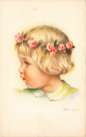 ENFANT - Portrait - Couronne De Fleurs - Colorisé - Carte Postale Ancienne - Retratos