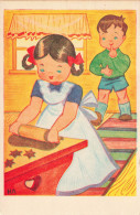 ILLUSTRATEUR SIGNE - HA - Deux Enfants Dans Une Cabane - Biscuits - Carte Postale Ancienne - Otros & Sin Clasificación