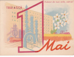 Communist Propaganda, May 1, Trams, Agriculture, ROMANIA,RESITA. - Brieven En Documenten