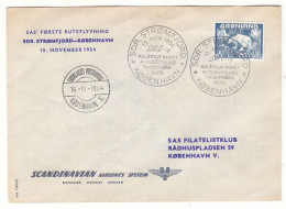 Groenland - Lettre De 1954 - Oblit SDR Stromfjord - Ours - 1er Vol Stromford Kobenhavn - Valeur 78 Euros - Lettres & Documents