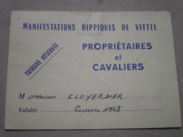 MANIFESTATIONS HIPPIQUES - Propriétaires Et Cavaliers - Tribune Réservée - Vittel