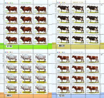 Ukraine 2015 Cows Set Of 4 Sheetlets Of 12 Stamps Each Mint - Vacas