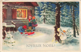 FÊTES ET VOEUX - Joyeux Noël - Des Enfants Jouant Dans La Neige - Colorisé - Carte Postale Ancienne - Otros & Sin Clasificación