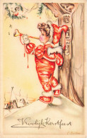 FÊTES ET VOEUX - Vroolijk Kerstfeest - Un Enfant Jouant De La Trompette - Carte Postale Ancienne - Other & Unclassified