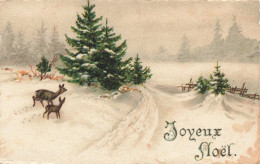 FÊTES ET VOEUX - Joyeux Noël -  Une Biche Et Son Faon Dans La Neige - Colorisé - Carte Postale Ancienne - Andere & Zonder Classificatie