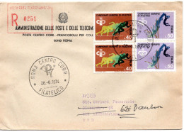 70576 - Italien - 1974 - 2@50L Leichtathletik-EM MiF A R-Bf ROMA -> Westdeutschland, Nachgesandt - 1971-80: Poststempel