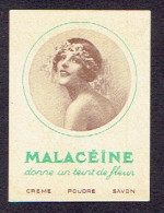 Carte Parfum MALACEINE Donne Un Teint De Fleur - Crème Poudre Savon - Anciennes (jusque 1960)
