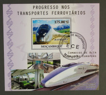 MOZAMBIQUE: Trains, Train, Locomotives TGV, BF Oblitéré (used) Shinkansen, Kawasaki Prototype, Fastech 360S - Trains