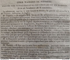 1822 PROCÈS DES CONSPIRATEURS DE THOUARS ET DE SAUMUR - COUR D'ASSISES DE POITIERS - LA QUOTIDIENNE - 11 SEPTEMBRE 1822 - 1800 - 1849