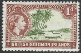 British Solomon Islands. 1956-63 QEII. 1d MH. SG 83 - Iles Salomon (...-1978)