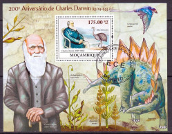 MOZAMBIQUE Prehistoire, Animaux Prehistoriques, Darwin. Yvert BF 227 (2009).  Bloc Oblitéré (used) - Prehistorisch