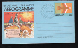 Australia Aerogramma Christmas 1981 First Day Issue - Aerogramas