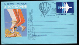 Australia Aerogramme Hang Glider - Carried Special FLight Hot Air Balloon 1983 40c Special Cancellation - Aerogrammi