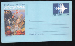 Australia Aerogramme Coral Fish Under Water Life 36c Mint - Aerogrammi