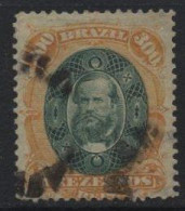 Brazil (43) 1878 Emperor Dom Pedro 300r. Green & Orange. Used. Hinged. - Used Stamps