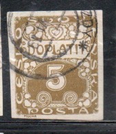 CZECH CECA CZECHOSLOVAKIA CESKA CECOSLOVACCHIA 1918 1920 POSTAGE DUE DOPLATIT 5h USED USATO OBLITERE' - Postage Due