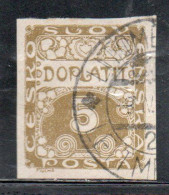 CZECH CECA CZECHOSLOVAKIA CESKA CECOSLOVACCHIA 1918 1920 POSTAGE DUE DOPLATIT 5h USED USATO OBLITERE' - Timbres-taxe