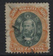 Brazil (46) 1878 Emperor Dom Pedro 300r. Green & Orange. Used. Hinged. - Gebraucht