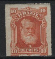 Brazil (50) 1878 Emperor Dom Pedro 10r. Red. Unused. Hinged. - Gebruikt