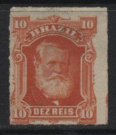 Brazil (51) 1878 Emperor Dom Pedro 10r. Red. Unused. Hinged. - Usati