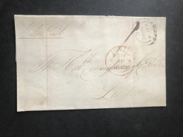 1848 GB Letter 175 Years Old Cardiff Ap 4 1848 And Paid In Red Post Mark Cover/letter To London See Photos - Covers & Documents