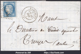 FRANCE N° 60C SUR LETTRE AVEC GC 3080 RAMERUPT AUBE + CAD DU 16/12/1875 - 1871-1875 Ceres