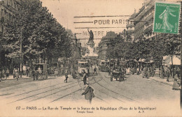Paris * 3ème * La Rue Du Temple Et La Statue De La République * Place De La République * Tram Tramway - Arrondissement: 03