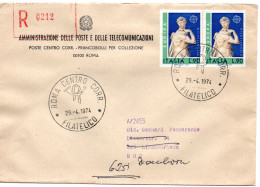 70602 - Italien - 1974 - 2@90L CEPT '74 A R-Bf ROMA -> Westdeutschland, Nachgesandt - 1971-80: Poststempel