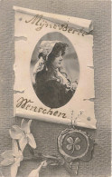 CARTE PHOTO - Portrait D'une Jeune Femme - Mÿne Beste Wenschen - Carte Postale Ancienne - Photographie