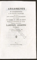 Lamperti - Argomenti Di Giurisprudenza E Scienze Politiche - Laurea Pavia 1840 - Altri & Non Classificati