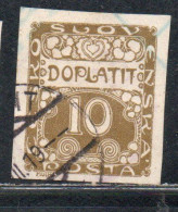 CZECH CECA CZECHOSLOVAKIA CESKA CECOSLOVACCHIA 1918 1920 POSTAGE DUE DOPLATIT 10h USED USATO OBLITERE' - Strafport