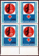 Action !! SALE !! 50 % OFF !! ⁕ Yugoslavia 1973 ⁕ Red Cross / Additional Stamp ⁕ MNH Block Of 4 - Charity Issues