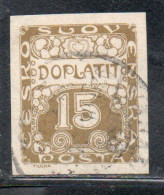 CZECH CECA CZECHOSLOVAKIA CESKA CECOSLOVACCHIA 1918 1920 POSTAGE DUE DOPLATIT 15h USED USATO OBLITERE' - Timbres-taxe