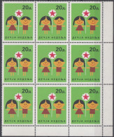 Action !! SALE !! 50 % OFF !! ⁕ Yugoslavia 1988 ⁕ Surcharge Stamp In Favor Of Children's Week ⁕ Block Of 9 - Liefdadigheid