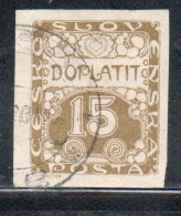 CZECH CECA CZECHOSLOVAKIA CESKA CECOSLOVACCHIA 1918 1920 POSTAGE DUE DOPLATIT 15h USED USATO OBLITERE' - Strafport