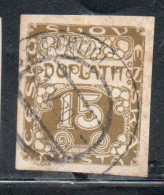 CZECH CECA CZECHOSLOVAKIA CESKA CECOSLOVACCHIA 1918 1920 POSTAGE DUE DOPLATIT 15h USED USATO OBLITERE' - Strafport